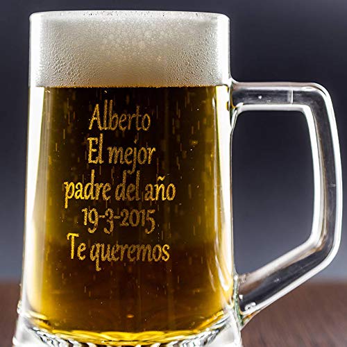 Calledelregalo Regalo Personalizado: Jarra de Cerveza Personalizada en Estuche (Jarra grabada con Texto)