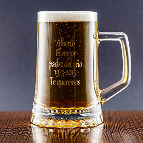 Calledelregalo Regalo Personalizado: Jarra de Cerveza Personalizada en Estuche (Jarra grabada con Texto)