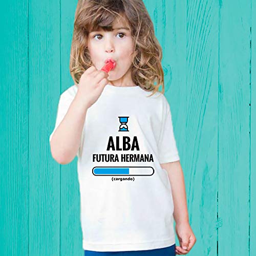 calledelregalo Regalo Personalizado para decirle a tu Hija Que estás Embarazada: Camiseta Futura Hermana' Personalizable con su Nombre