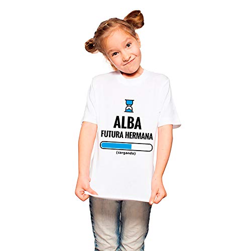 calledelregalo Regalo Personalizado para decirle a tu Hija Que estás Embarazada: Camiseta Futura Hermana' Personalizable con su Nombre