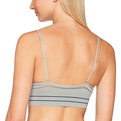 Calvin Klein Bralette Unlined Longline Multiway Sujetador Estilo, Gris (Simple Stripe/Grey Heather), 34C (Talla del Fabricante: Medium) para Mujer