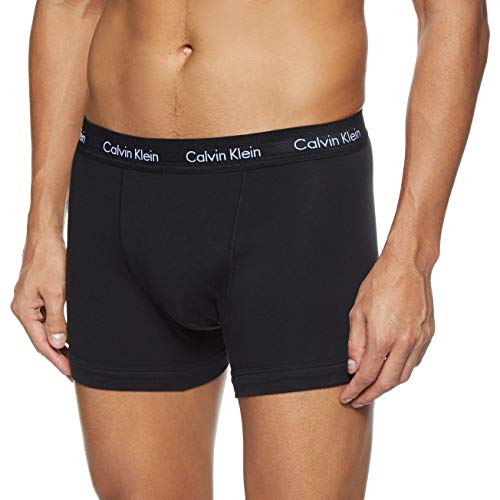Calvin Klein Hombre - Pack de 3 bóxers de tiro medio - Cotton Stretch, Azul (Black/Blue Shadow/Cobalt Water Dtm Wb 4Ku), L, (Pack de 3)