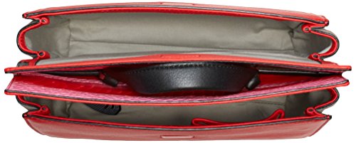 Calvin Klein Jeans SHARI SNAKE SMALL FLAP SatCHEL - Bolso con asas (25 x 17 x 12 cm), color Rojo, talla 25x17x12 cm (B x H x T)