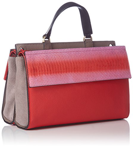 Calvin Klein Jeans SHARI SNAKE SMALL FLAP SatCHEL - Bolso con asas (25 x 17 x 12 cm), color Rojo, talla 25x17x12 cm (B x H x T)