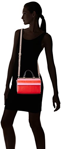 Calvin Klein Jeans SHARI SNAKE SMALL FLAP SatCHEL - Bolso con asas (25 x 17 x 12 cm), color Rojo, talla 25x17x12 cm (B x H x T)
