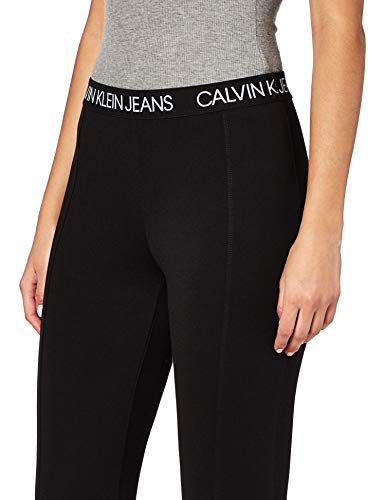 Calvin Klein Logo Elastic Milano Leggings Pantalones, CK Black, L para Mujer