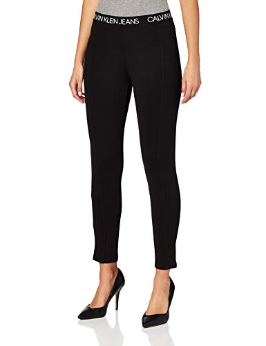 Calvin Klein Logo Elastic Milano Leggings Pantalones, CK Black, L para Mujer