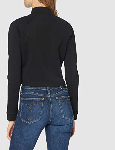 Calvin Klein Logo Tape Milano Mock Neck Zip Suéter, Black, X-Small para Mujer