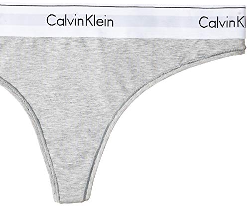 Calvin Klein Modern Cotton-Thong Tanga, Grau (GREY HEATHER 020), Large para Mujer