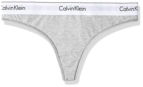 Calvin Klein Modern Cotton-Thong Tanga, Grau (GREY HEATHER 020), Large para Mujer