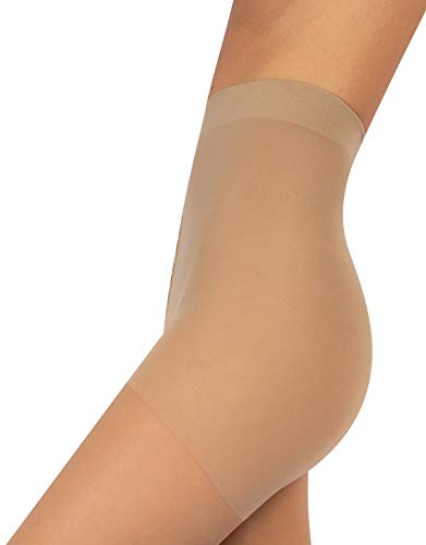 CALZITALY Medias con la Punta Abierta con Compression Graduada Fuerte 18-22 mm/Hg | S, M, L, XL | Natural, Negro | 140 DEN | Made in Italy (Natural, L)