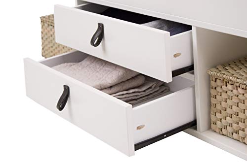 Cama Funcional Bali 140x190 cm Blanco - Estructura con Mucho Espacio de almacenaje y cajones, Ideal para dormitorios pequeños - Madera Maciza de Pino y MDF Lacado - Incl. somier de Madera