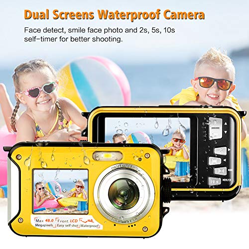 Camara Acuatica Camara de Fotos Acuatica Full HD 2.7K 48MP Camara Sumergibles Resistente al Agua para Esnórquel 16X Zoom Digital Camara Fotos Acuatica Selfie Pantalla Dual