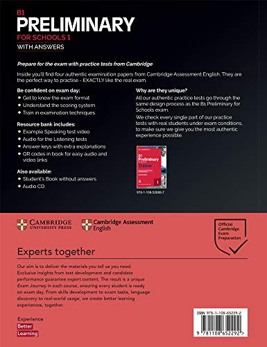 Cambridge English. B1 Preliminary for Schools 1. With Answers and Audio. Authentic Practice Tests. For the Revised 2020 Exam