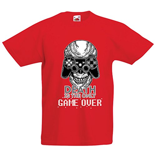 Camisas para niños Game Over - Juego Terminado, Jugador de Calavera, Esqueleto, Regalo Divertido, Citas de Juegos (5-6 Years Rojo Multicolor)
