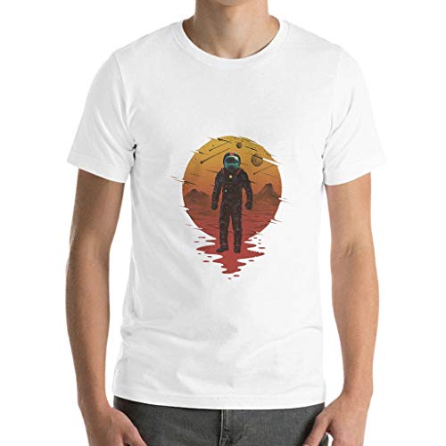 Camiseta de algodón nanjingjin Astronaut-Space-Art Soft Multiple Patterns Short Sleeve for Men Women Space White 3X Large