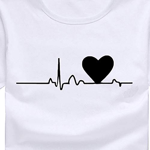 Camiseta de Mujer,Manga Corta Corazón Impresión Blusa Camisa Cuello Redondo Basica Camiseta Suelto Verano Tops Casual Fiesta T-Shirt Original tee vpass