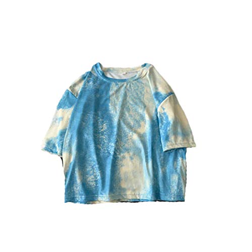 Camiseta de verano para mujer, casual, manga corta, Harajuku, cuello redondo, camisetas para mujer - - Large