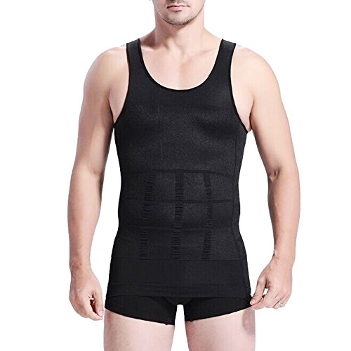 Camiseta para moldear la figura de hombre, para parecer más delgado, elástica, color negro