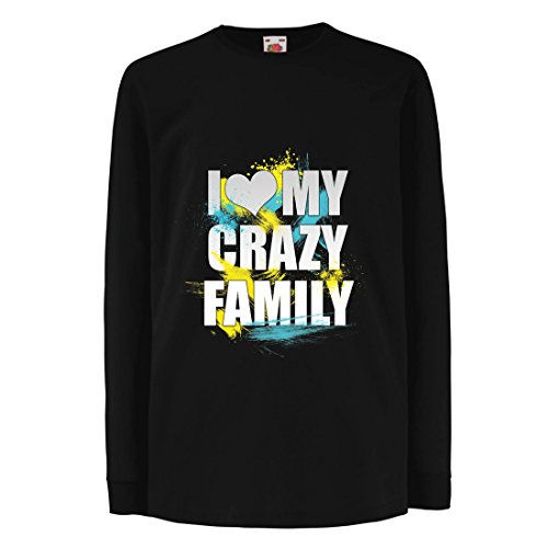 Camisetas de Manga Larga para Niño Amo a mi Familia Loca - Ideas de Regalos para Toda la Familia (12-13 Years Negro Multicolor)