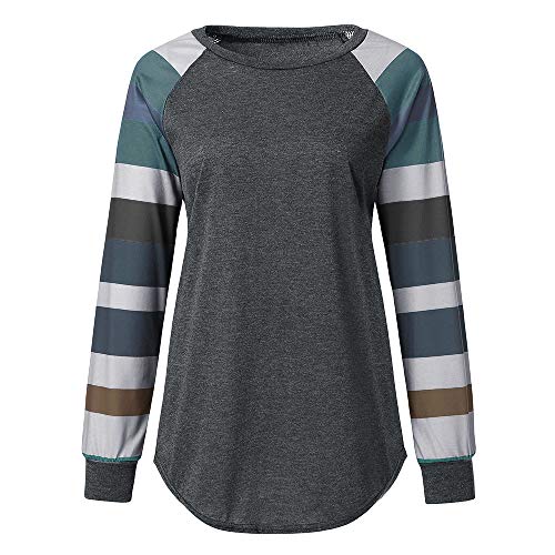 Camisetas de Mujer Manga Largas Invierno Tallas Grandes PAOLIAN Camisetas Basicas Otoño Rayas Blusas Tops para Mujer Elegante Fiesta Primavera Casual Cuello Redondo