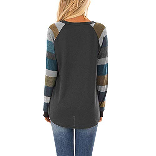 Camisetas de Mujer Manga Largas Invierno Tallas Grandes PAOLIAN Camisetas Basicas Otoño Rayas Blusas Tops para Mujer Elegante Fiesta Primavera Casual Cuello Redondo