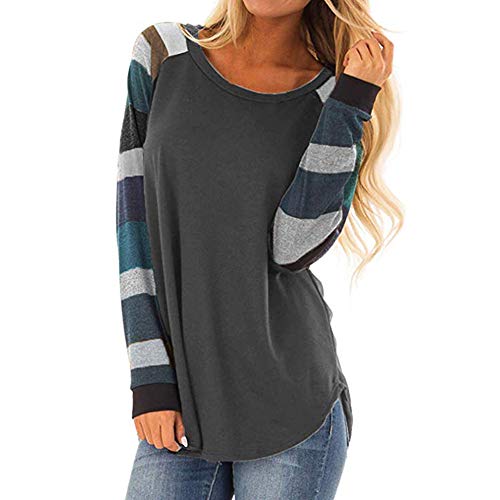 Camisetas de Mujer Manga Largas Invierno Tallas Grandes PAOLIAN Camisetas Basicas Otoño Rayas Blusas Tops para Mujer Elegante Fiesta Primavera Casual Cuello Redondo