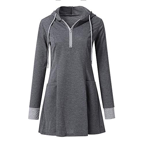 Camisetas Manga Largas Cremalleras Tallas Grandes Mujer Otoño 2018 PAOLIAN Sudaderas con Capucha Largas Deporte Fitness Vestido Blusas Elegante Fiesta Invierno Señora Tops Primavera