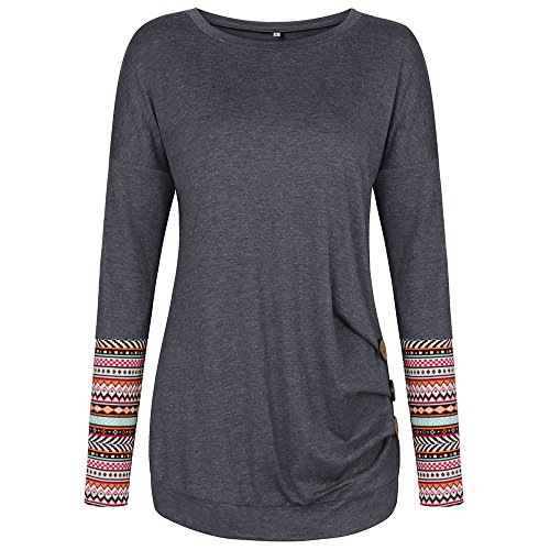 Camisetas Manga Largas Cuello Redondo Suelto Tallas Grandes Mujer Otoño 2018 PAOLIAN Blusas Basicas Elegante Fiesta Invierno Señora Tops Deporte Tirantes Fitness Ancho Primavera Dama