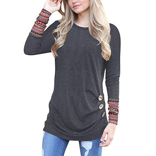 Camisetas Manga Largas Cuello Redondo Suelto Tallas Grandes Mujer Otoño 2018 PAOLIAN Blusas Basicas Elegante Fiesta Invierno Señora Tops Deporte Tirantes Fitness Ancho Primavera Dama