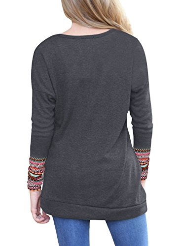 Camisetas Manga Largas Cuello Redondo Suelto Tallas Grandes Mujer Otoño 2018 PAOLIAN Blusas Basicas Elegante Fiesta Invierno Señora Tops Deporte Tirantes Fitness Ancho Primavera Dama