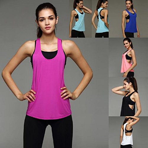 Camisetas sin Mangas Mujer,SHOBDW Playa De Verano Sexy Suelto Talla Grande Cuello Redondo Gimnasio Deporte Entrenamiento FíSico Entrenamiento Blusa para Correr para Mujer(Rosado,M)