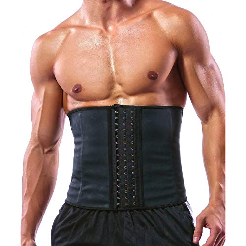 Camisin 100% látex hombres cintura entrenador corsés con hueso de acero sudor cinturón sauna traje para fitness