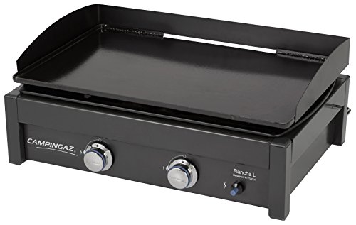 Campingaz Plancha L - Plancha de gas con dos quemadores de acero aluminizado, 7.5 kW de potencia, amplia plancha portátil de acero antiadherente, placa de cocina Teppanyaki