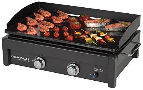 Campingaz Plancha L - Plancha de gas con dos quemadores de acero aluminizado, 7.5 kW de potencia, amplia plancha portátil de acero antiadherente, placa de cocina Teppanyaki
