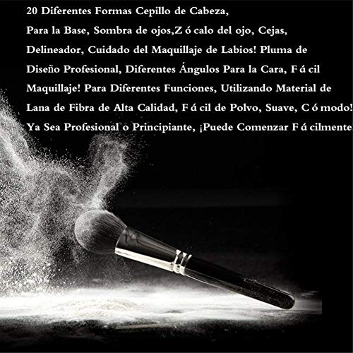 CAOLATOR Pro Pinceles de Maquillaje 20pcs Fundación Polvo de Sombra de Ojos Eyeliner Lip Brush Herramienta(No Logo)