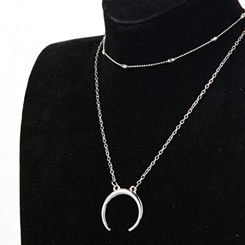 Capas Mujeres largo Multi Media Luna granos de cobre colgantes de la aleación de plata Cadena Gargantilla Collares (Como muestran las imágenes)