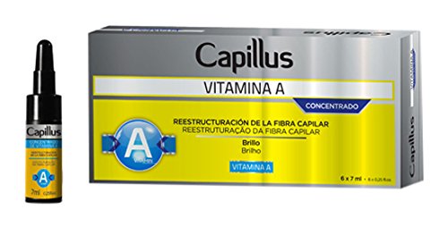 Capillus Vitamina A - Kit de Ampollas Concentrado Reestructuración de la Fibra Capilar - Paquetes de 6 ampollas x 7 ml - Total: 42 ml