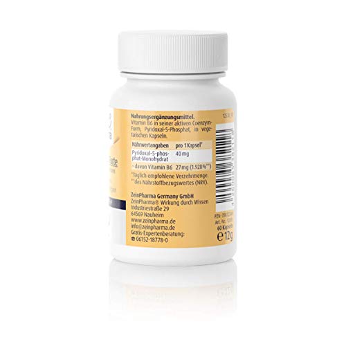 Cápsulas de Vitamin B6 activo (P5P) para promover el metabolismo de energía y el mantenimiento del sistema inmune normal, Productor Alemán ZeinPharma®