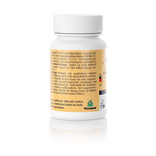 Cápsulas de Vitamin B6 activo (P5P) para promover el metabolismo de energía y el mantenimiento del sistema inmune normal, Productor Alemán ZeinPharma®