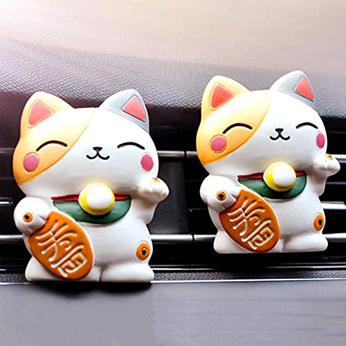 Car Accessory Air Force Fragrance Car Multiflora Fortune Cat Air Outlet Fragrant Perfume Clip Air Freshener Diffuser - white