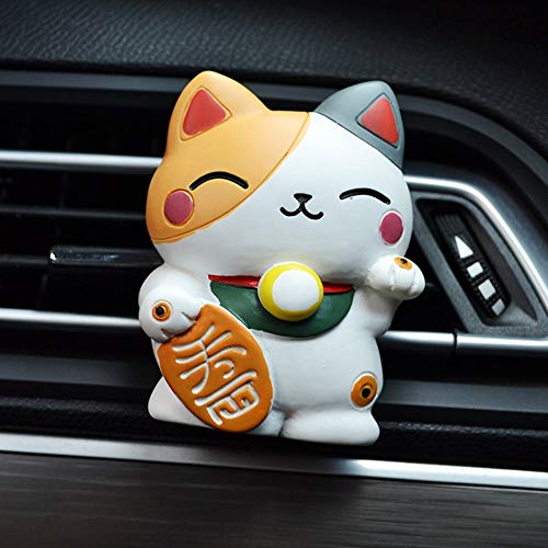 Car Accessory Air Force Fragrance Car Multiflora Fortune Cat Air Outlet Fragrant Perfume Clip Air Freshener Diffuser - white