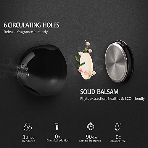 CAR ROVER Ambientador de Coche Difusor de Aceite Esencial con Reloj de Cuarzo Dashboard, Difusor de la Fragancia del Perfume Air Vent Clip incluir 4 Piezas Bálsamos Océano Sólido