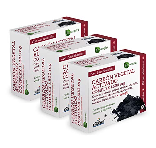 Carbón vegetal activado (complex) 1500 mg. (ext. seco) 60 cápsulas (Pack 3 unid.)