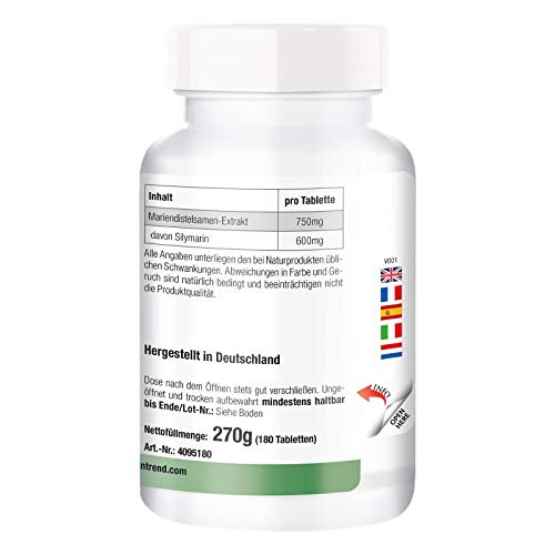 Cardo Mariano 750mg – 80% de silimarina – vegano – 180 comprimidos para 6 meses