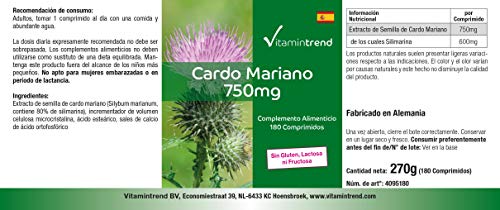 Cardo Mariano 750mg – 80% de silimarina – vegano – 180 comprimidos para 6 meses
