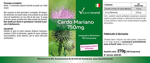 Cardo Mariano 750mg – 80% de silimarina – vegano – 180 comprimidos para 6 meses