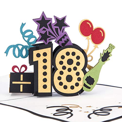 Cardology | Tarjeta de cumpleaños de 18 cumpleaños | Tarjeta de cumpleaños para él, tarjeta de cumpleaños para ella, regalos de 18 cumpleaños, tarjetas 3D hechas a mano