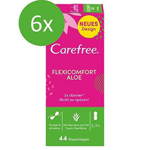 Carefree FlexiComfort Aloe - Protegeslips (flexible y ultrafino, 6 x 44 unidades)