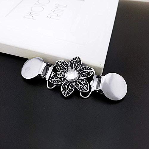 Careor - Juego de 2 clips para suéter, color dorado y plateado con cuentas, perlas elegantes, clip para cuello de cárdigan